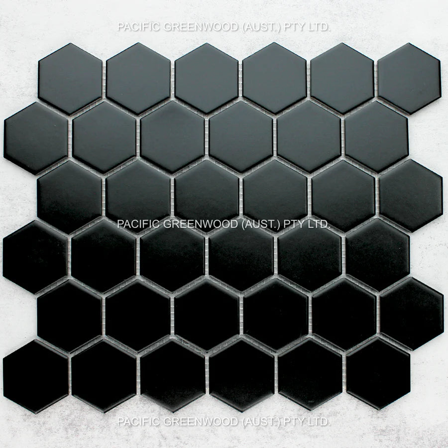Black Matte Porcelain Glazed Hexagon