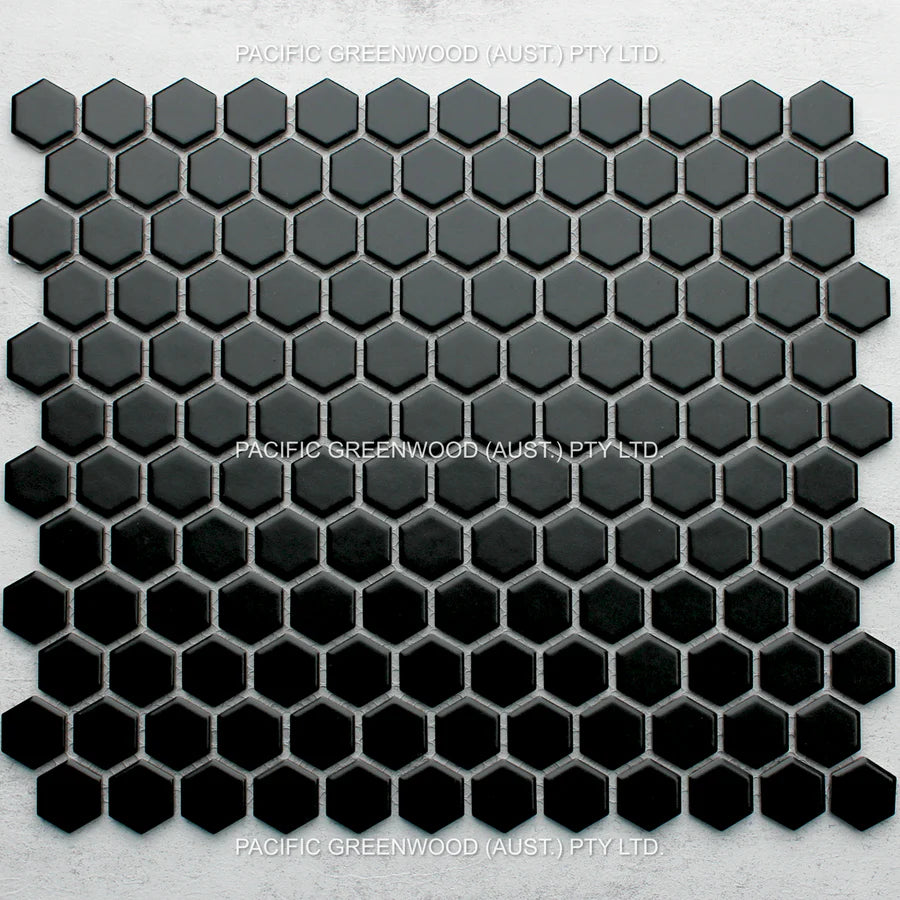 Black Matte Porcelain Glazed Hexagon