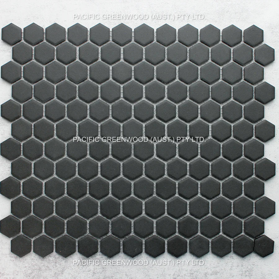 Black Unglazed Hexagon