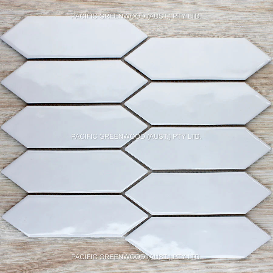 White Gloss Porcelain Glazed Ripple Surface Arrow