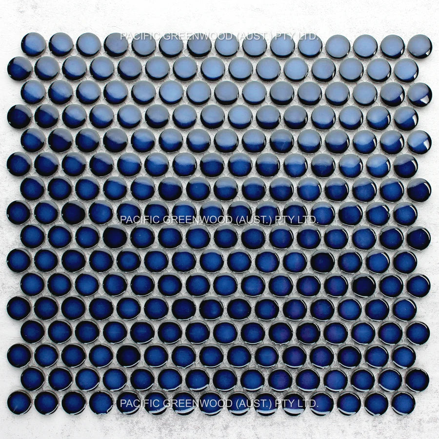 Cobalt Blue Gloss Porcelain Glazed Penny Round