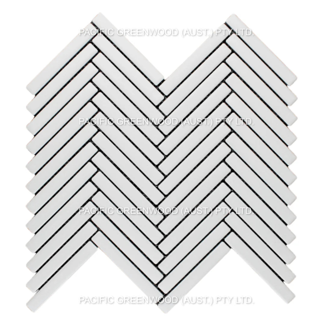 White Matte Porcelain Glazed Herringbone Kitkat