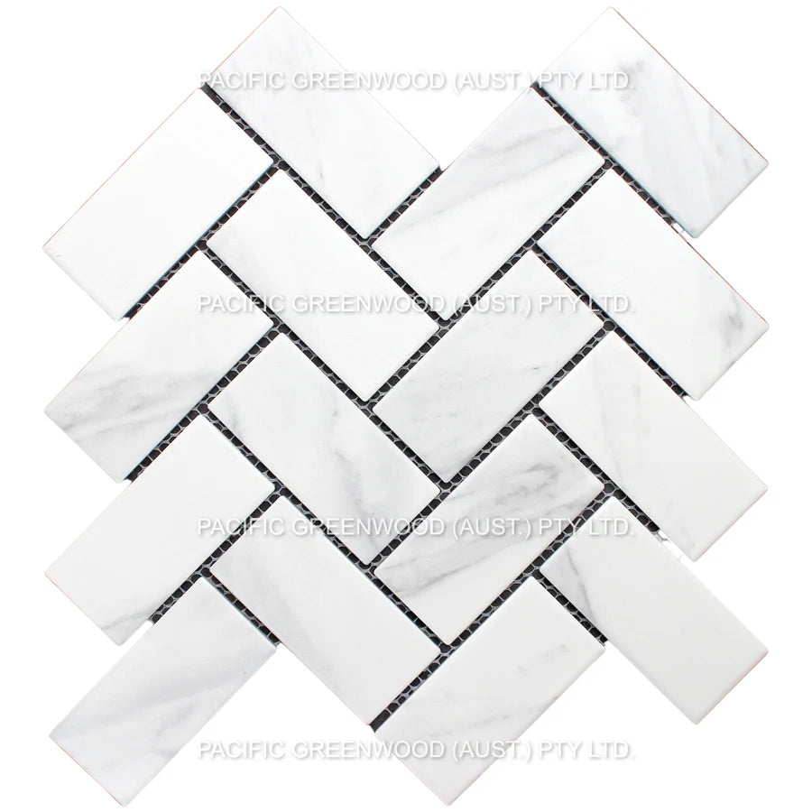 Carrara Look Matte Porcelain Glazed Herringbone