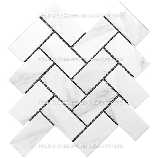 Carrara Look Matte Porcelain Glazed Herringbone