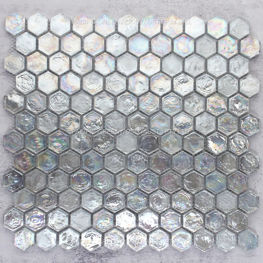 Silver Metallic Rainbow Hexagon