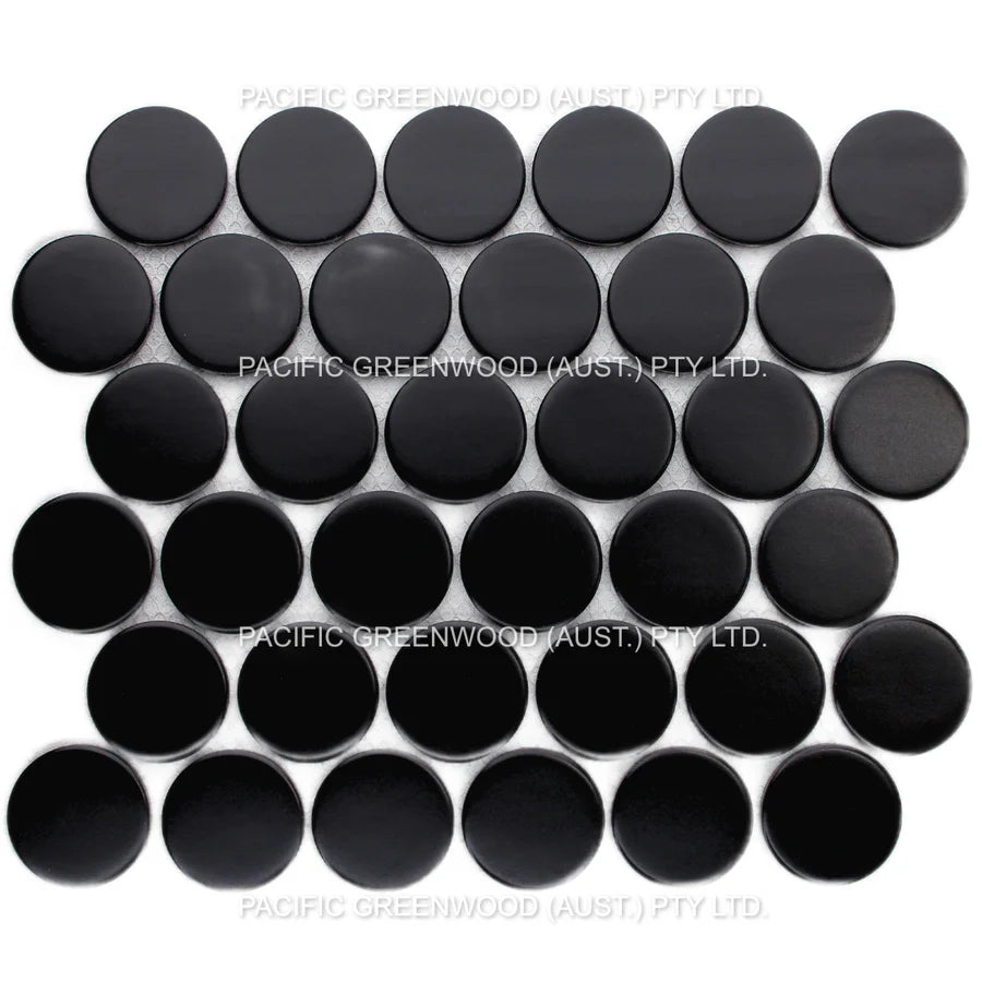 Black Matte Porcelain Glazed Penny Round