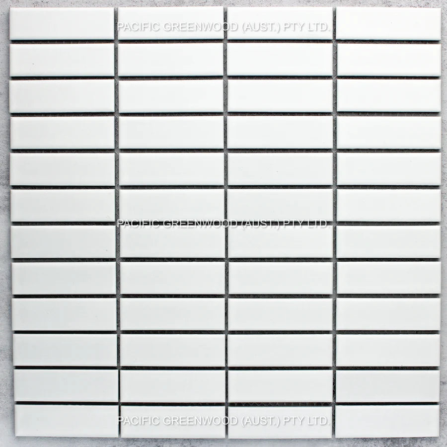 White Matte Porcelain Glazed Rectangle - 23x73mm