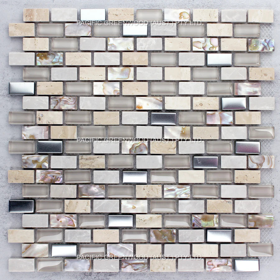 Stone, Shell and Stainless Steel - Beige (Brick Pattern)