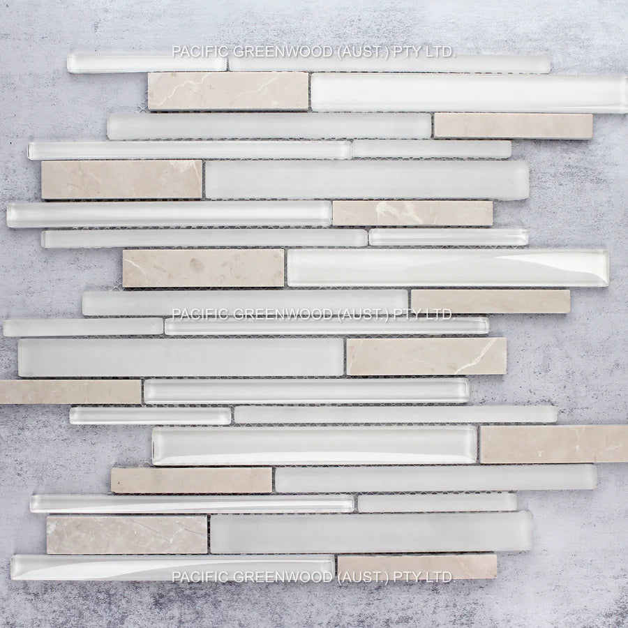 Beige Glass and Marble Multi Rectangle