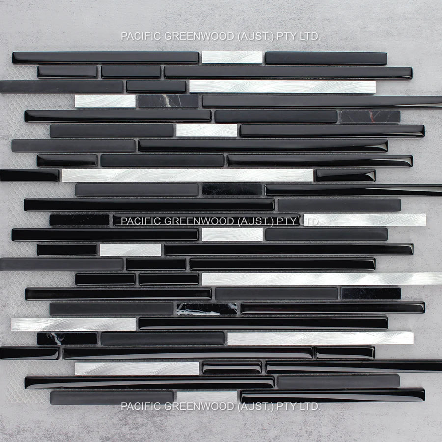 Black Aluminium, Glass and Marble Multi Rectangle