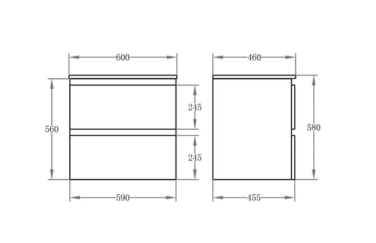 Riva Series - PVC Wall Hung Vanity (SB) - 600x460x580