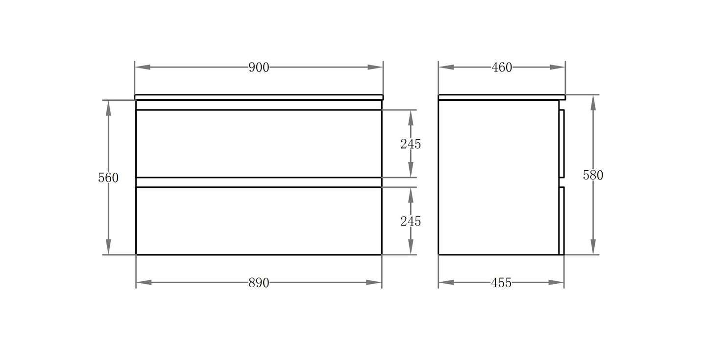 Riva White Wall Hung PVC Vanity - 900x460