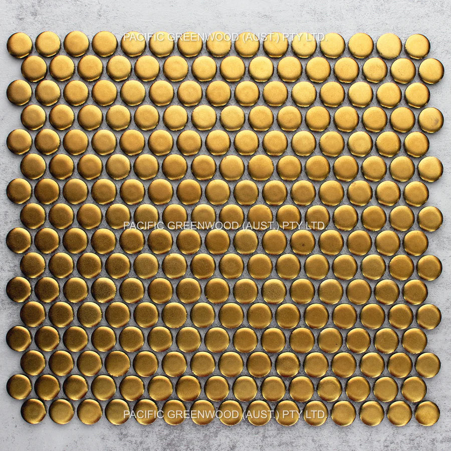 Gold Plated Matte Glazed Porcelain Penny Round