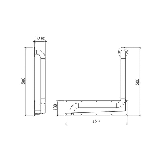 Anti-Ligature 90° Ambulant Grab Rail 450mm x 450mm