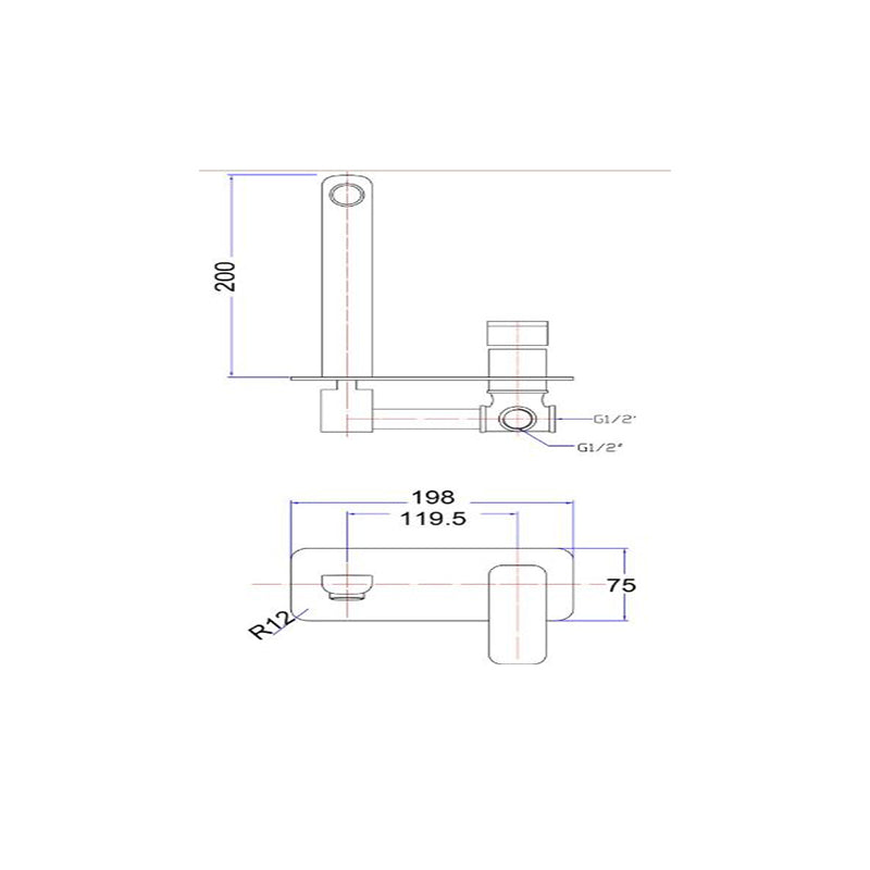 Kompakt Eckig Bath/Basin Mixer