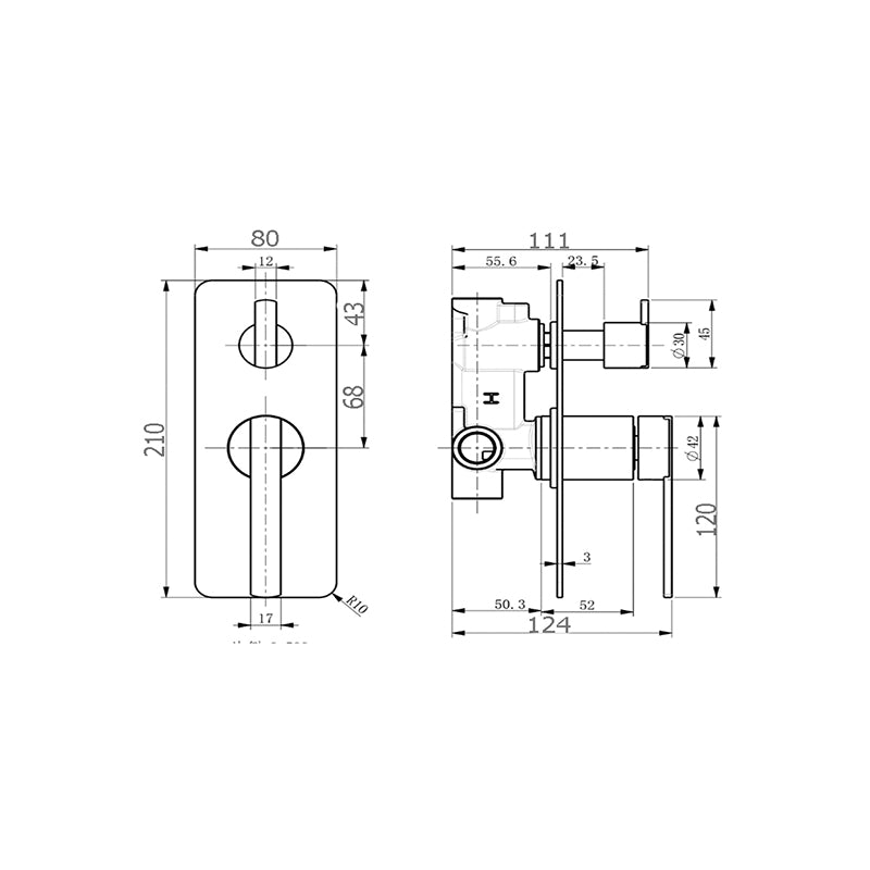 Litcht Shower/Bath Mixer with Diverter