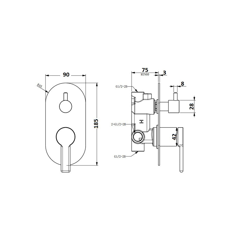 Iris Shower Mixer with Diverter