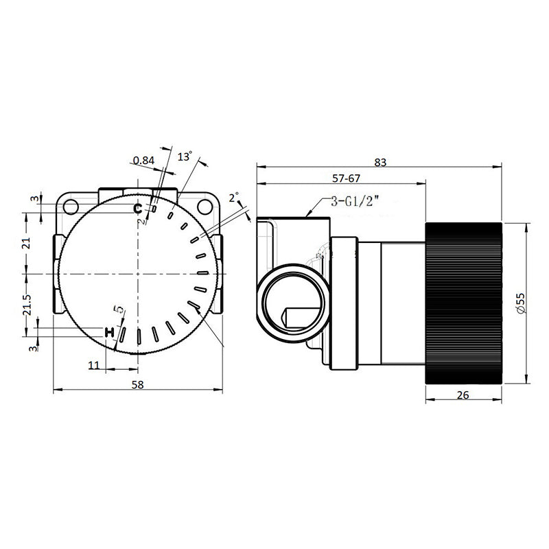 Qi Rund Progressive Bath/Shower Mixer