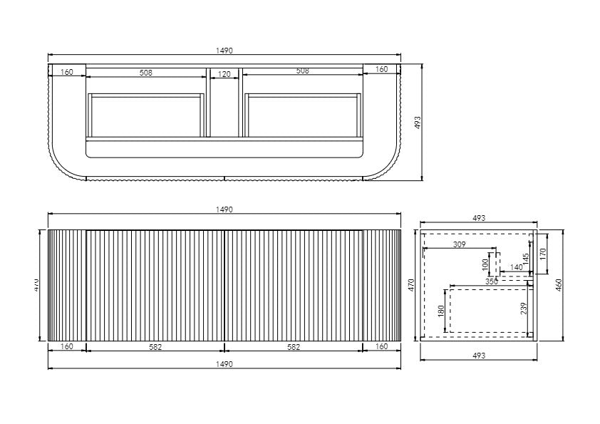 Avalon Matte Black Wall Hung PVC Vanity - 1500mm
