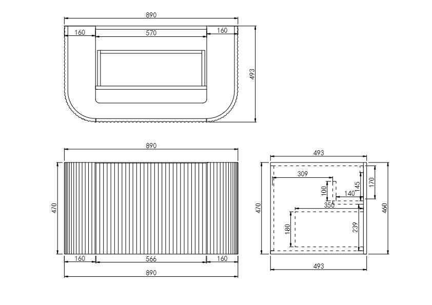 Avalon Matte Black Wall Hung PVC Vanity - 900mm