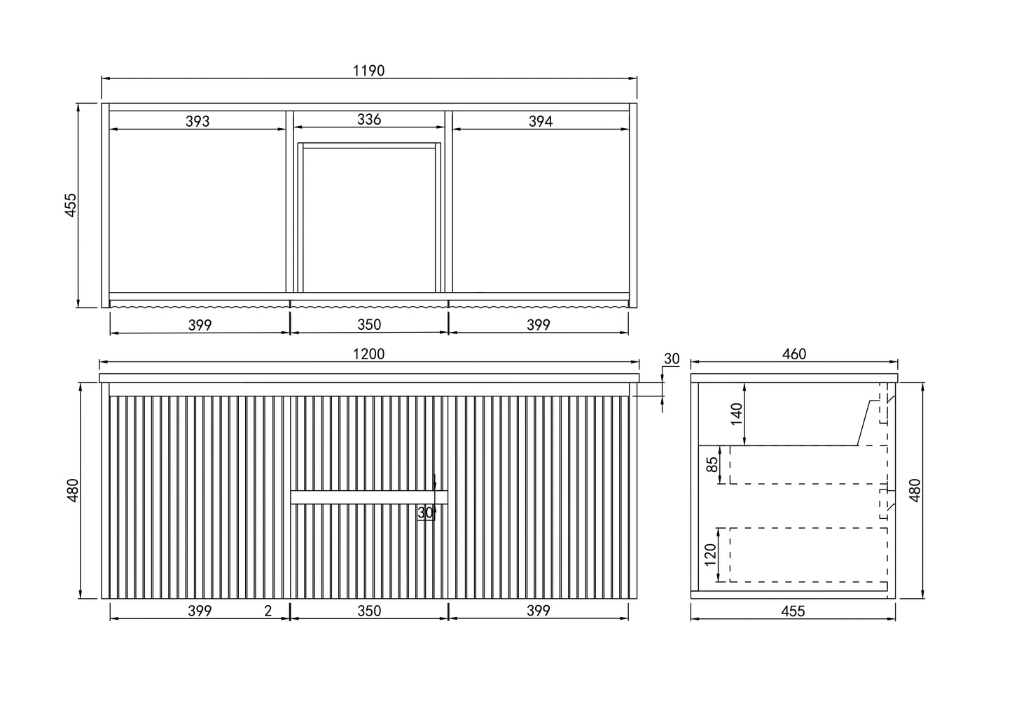 Brindabella Matte White Wall Hung PVC Vanity - 1200x460