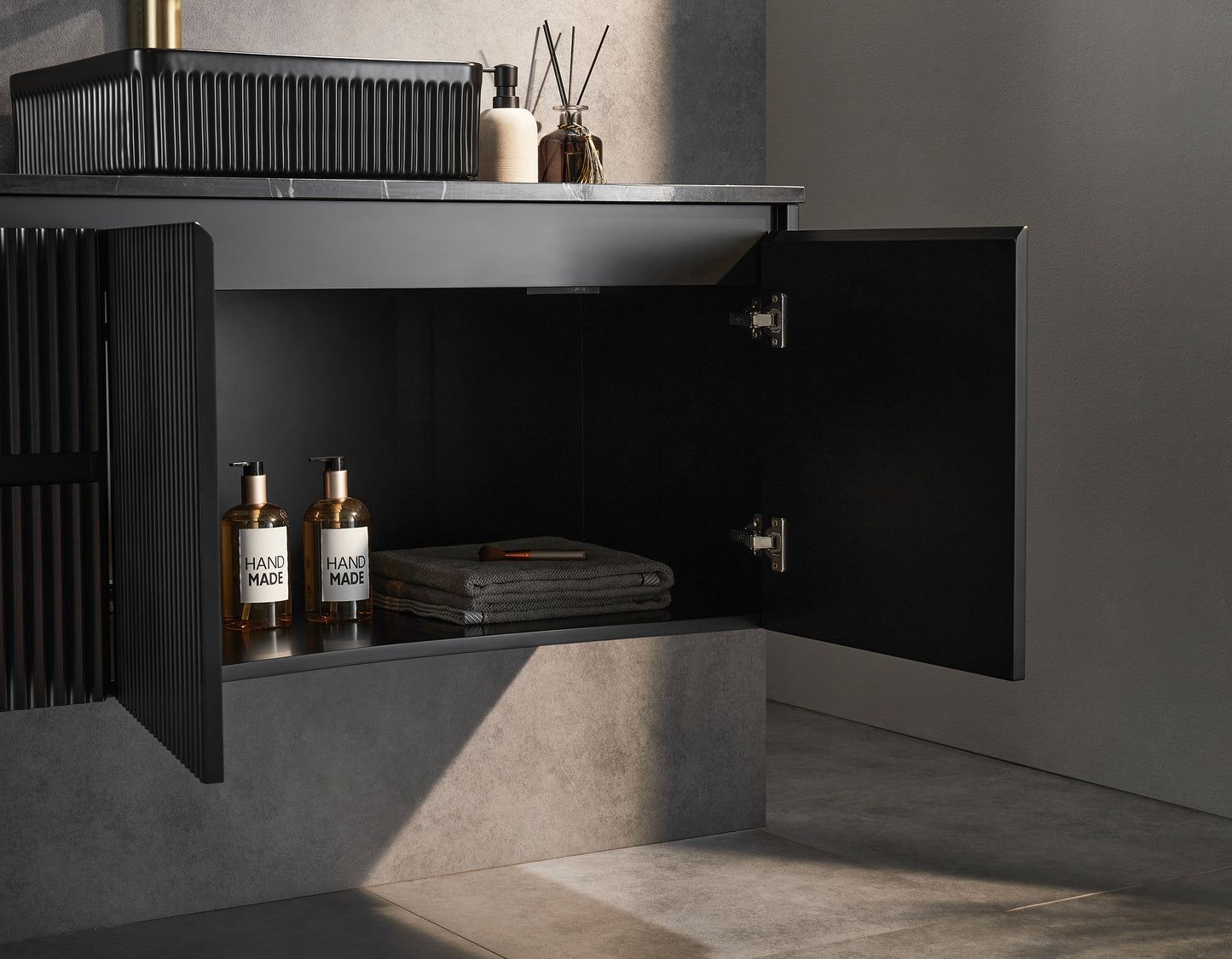 Brindabella Matte Black Wall Hung PVC Vanity - 1200x460