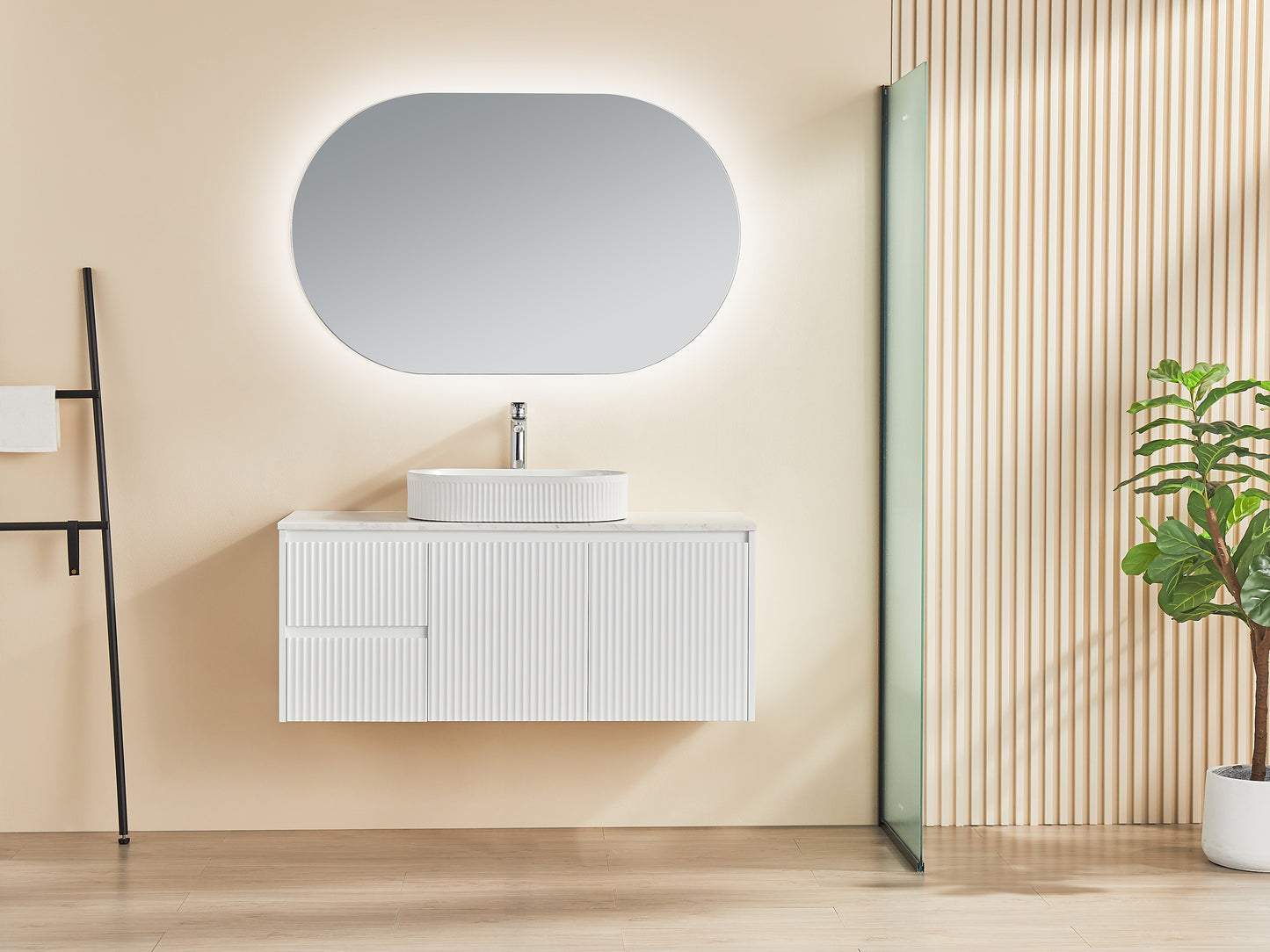 Brindabella Matte White Wall Hung PVC Vanity - 1200x460