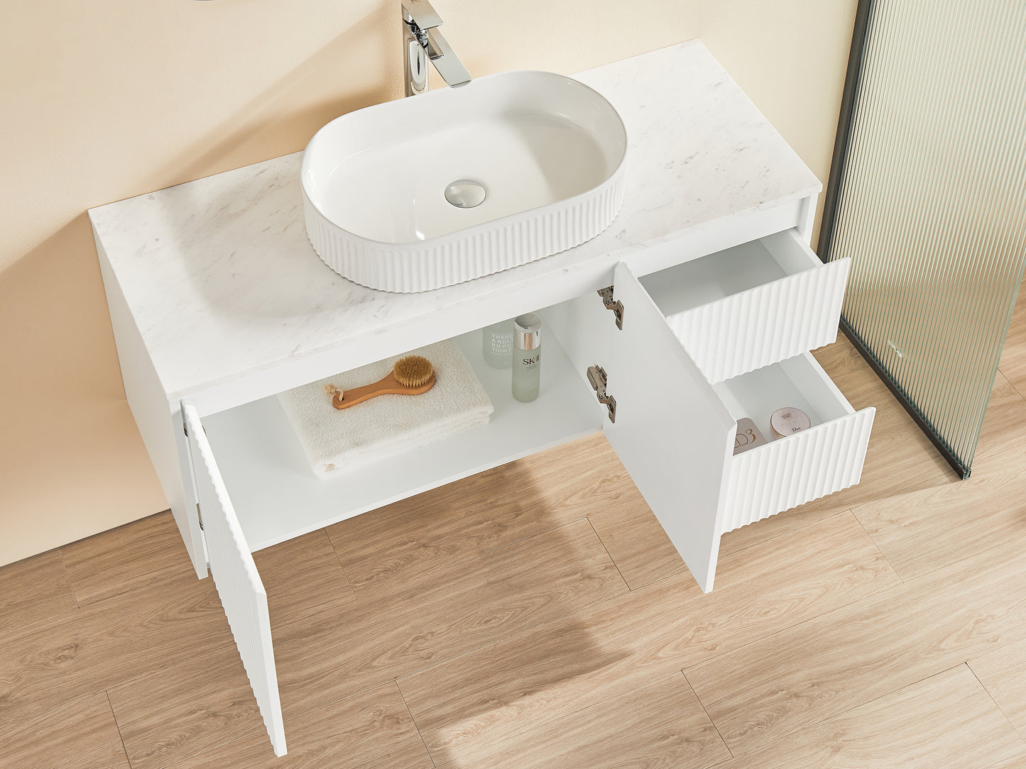 Brindabella Matte White Wall Hung PVC Vanity - 1200x460