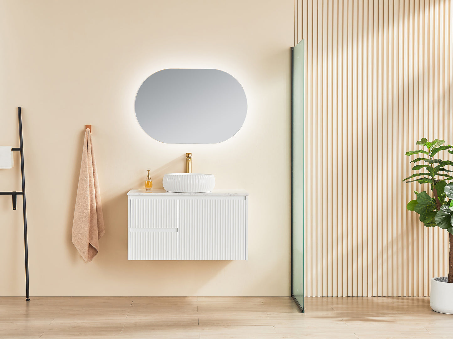 Brindabella Matte White Wall Hung PVC Vanity - 900x460