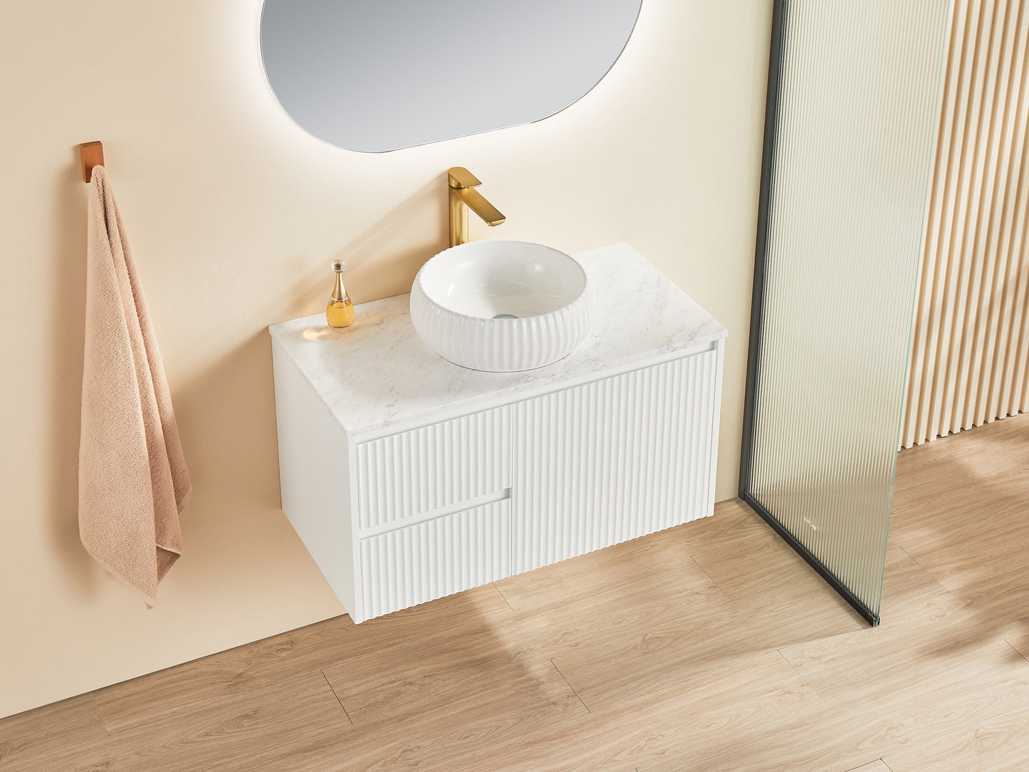 Brindabella Matte White Wall Hung PVC Vanity - 900x460