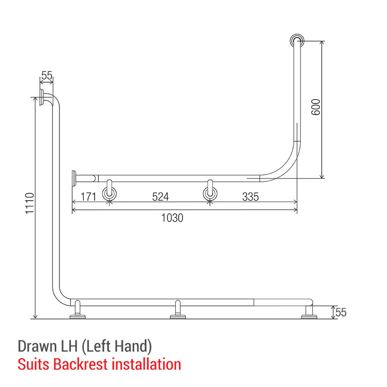 Clam® Flange Accessible Grab Rail