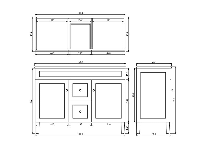 Harrington Matte Black PVC Vanity 1200x460