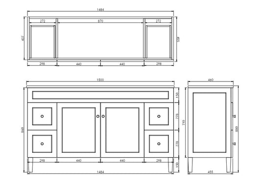 Harrington Matte White PVC Vanity (SB) 1500x460