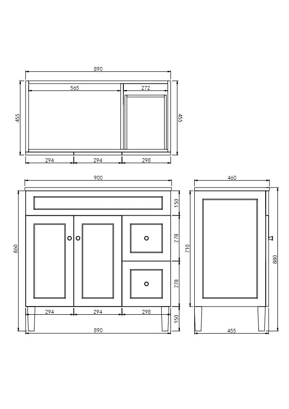 Harrington Matte White PVC Vanity 900x460
