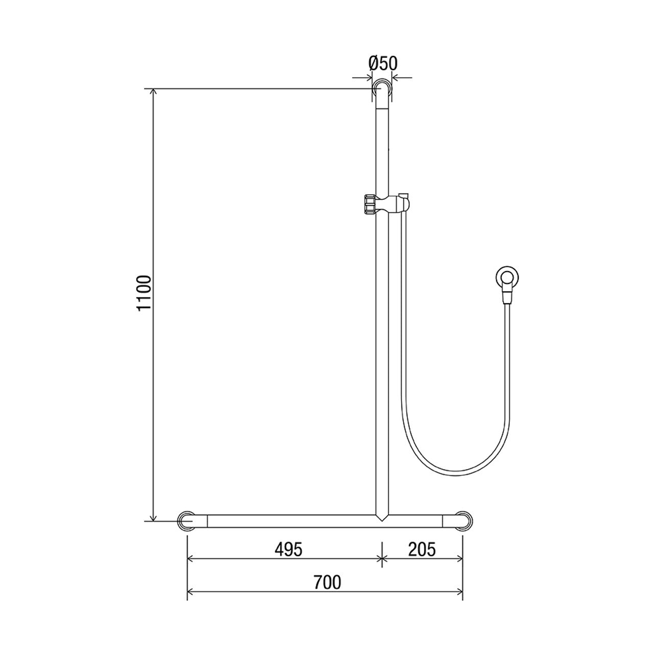 Hygienic Seal® Glide Slide "Inverted T" Shower Kit