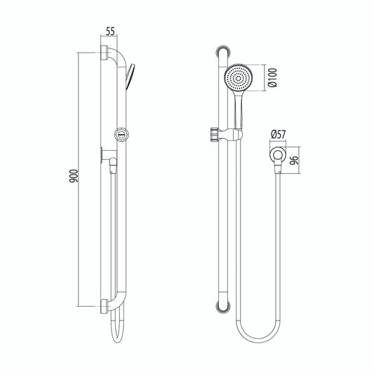 Hygienic Seal® Glide Slide Shower Kit