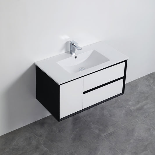 Petra Series - Colour PVC Wall Hung Vanity Right Drawer (SB) - 900x460x520