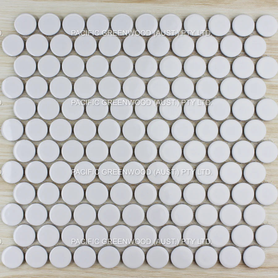 White Gloss Porcelain Glazed Penny Round