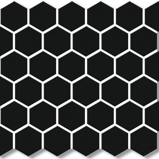 Porcelain Mosaics - Hexagon Black 51x51