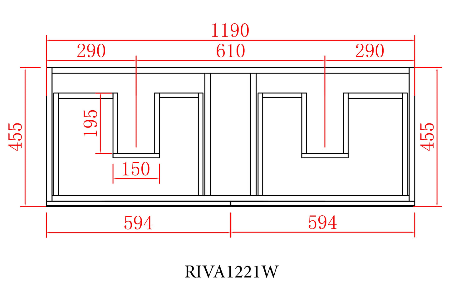Riva Series - PVC Wall Hung Vanity (SB) - 1200x460x580