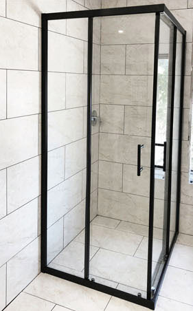 TK10 Corner Sliding Door Shower Screen - Matte Black