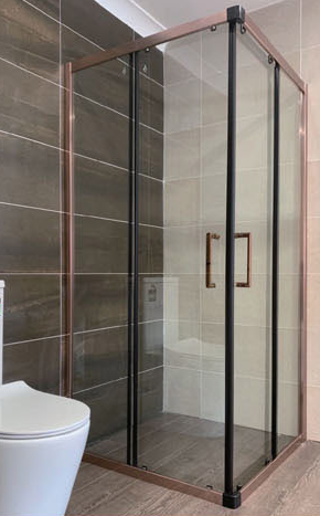 GTK10 Corner Sliding Door Shower Screen - Rose Gold