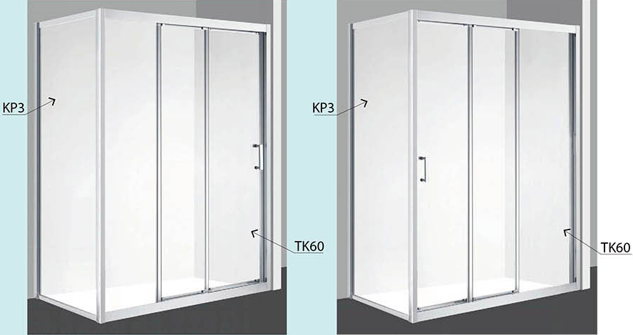 TK60 Wall to Wall Double Sliding Door Shower Screen - Chrome