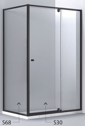 S30 Wall to Wall Pivot Door Shower Screen - Matte Black