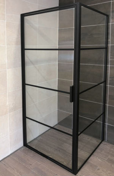 BTF900 Corner Pivot Door Shower Screen - Matte Black