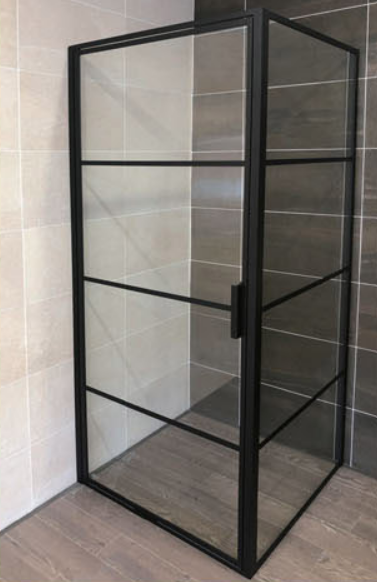Corner Pivot Door Shower Screen - Matte Black