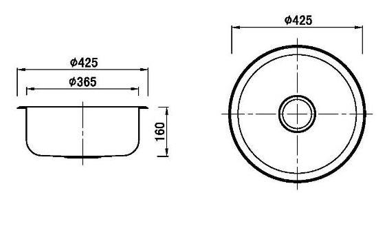 Traditionell Round Bowl Sink - 430x170m