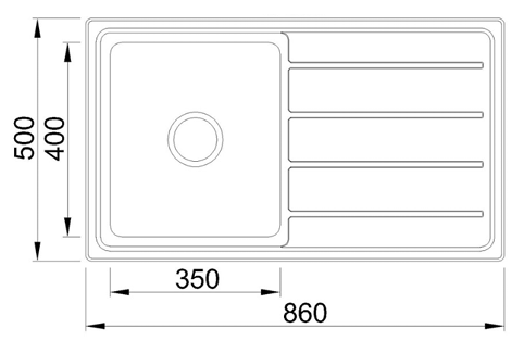 Traditionell Single Bowl Sink - 860 x 500 Square