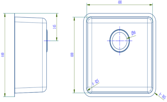Traditionell Single Bowl Sink - 440 x 440