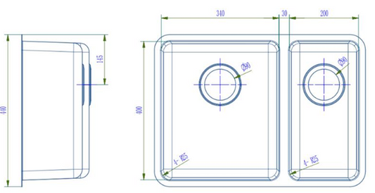 Traditionell 1 1/2 Bowl Sink - 440 x 610